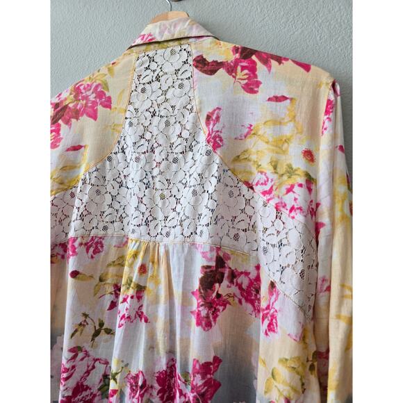 Aratta Silent Journey Floral Embroidered Tunic Shirt Dress Size L Boho Chic - Picture 8 of 12